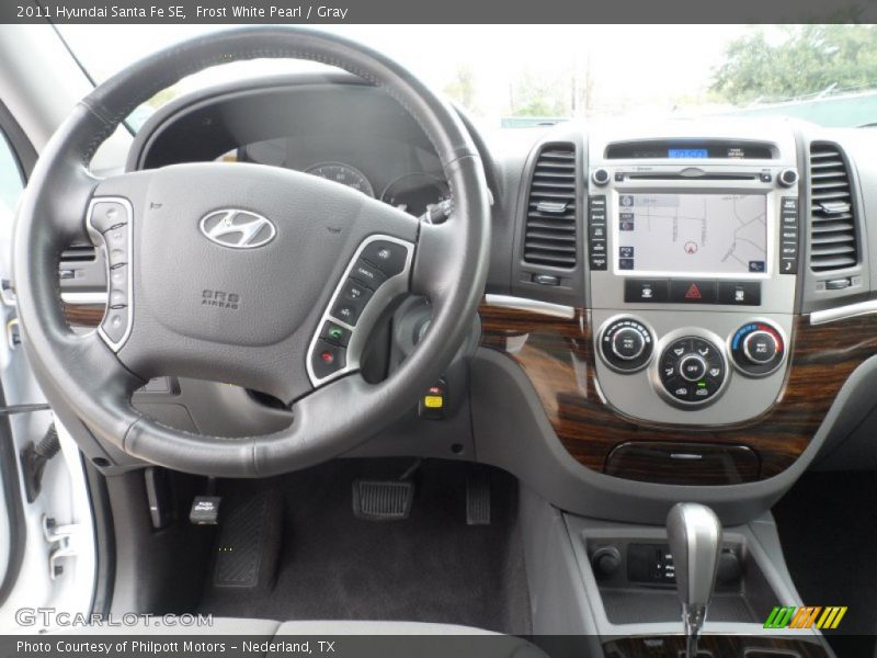 Frost White Pearl / Gray 2011 Hyundai Santa Fe SE
