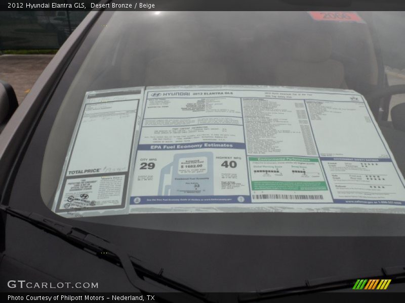  2012 Elantra GLS Window Sticker