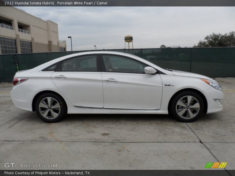 Porcelain White Pearl / Camel 2012 Hyundai Sonata Hybrid