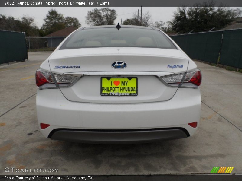 Porcelain White Pearl / Camel 2012 Hyundai Sonata Hybrid
