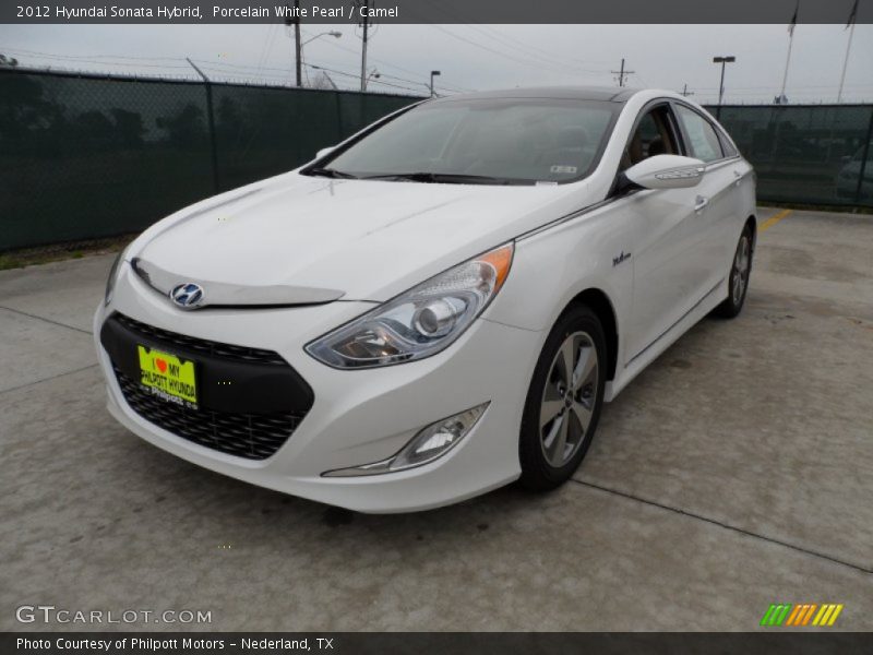 Porcelain White Pearl / Camel 2012 Hyundai Sonata Hybrid