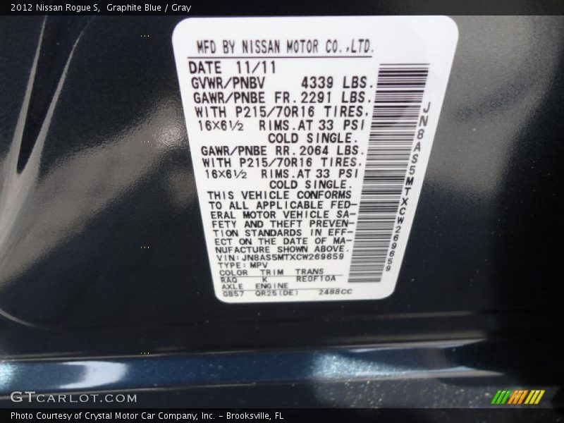 Graphite Blue / Gray 2012 Nissan Rogue S