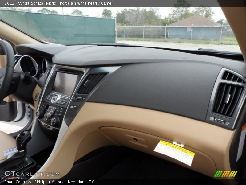 Porcelain White Pearl / Camel 2012 Hyundai Sonata Hybrid