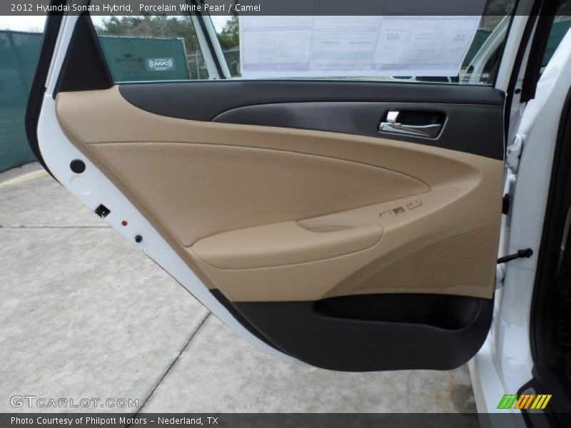 Porcelain White Pearl / Camel 2012 Hyundai Sonata Hybrid