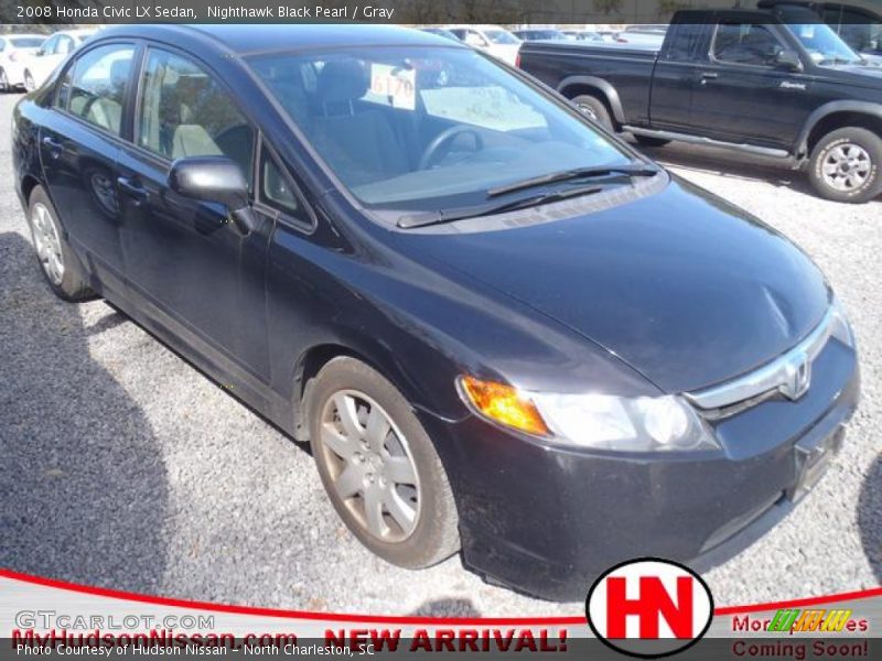 Nighthawk Black Pearl / Gray 2008 Honda Civic LX Sedan