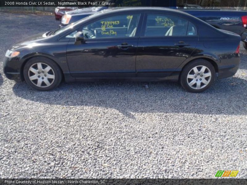 Nighthawk Black Pearl / Gray 2008 Honda Civic LX Sedan