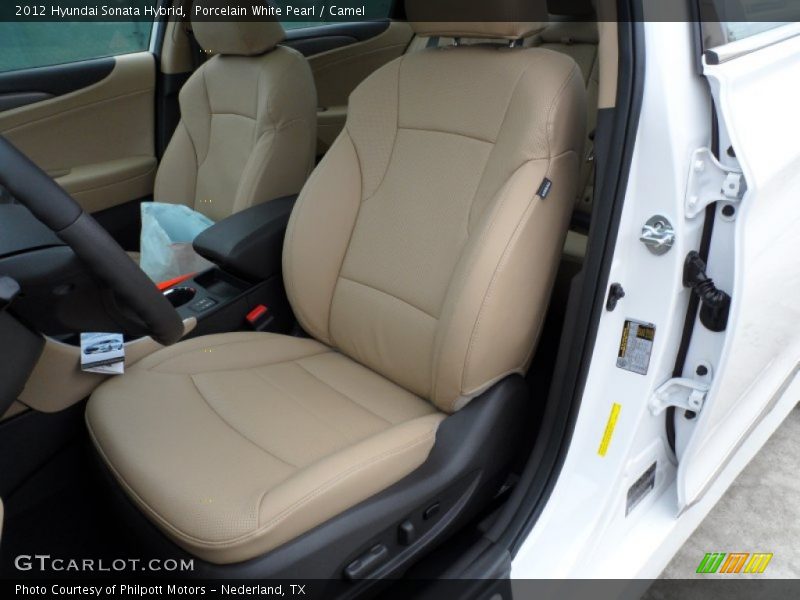 Porcelain White Pearl / Camel 2012 Hyundai Sonata Hybrid