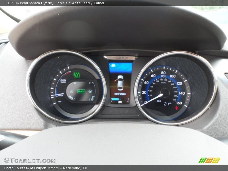 Porcelain White Pearl / Camel 2012 Hyundai Sonata Hybrid
