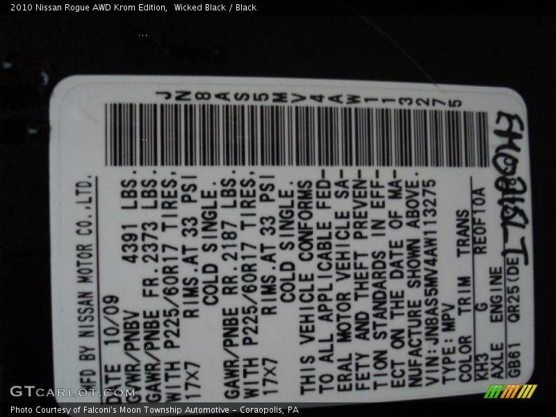 Wicked Black / Black 2010 Nissan Rogue AWD Krom Edition