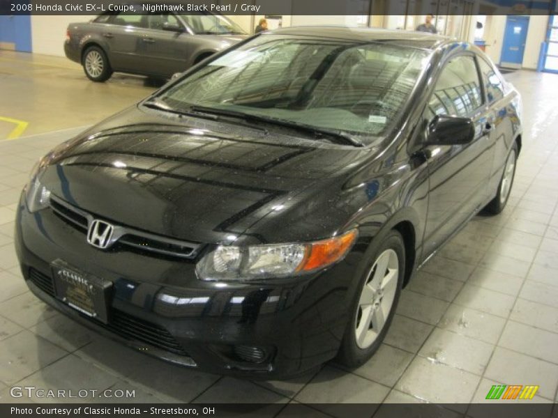 Nighthawk Black Pearl / Gray 2008 Honda Civic EX-L Coupe