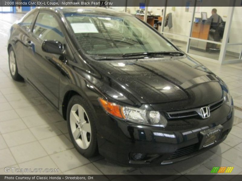 Nighthawk Black Pearl / Gray 2008 Honda Civic EX-L Coupe
