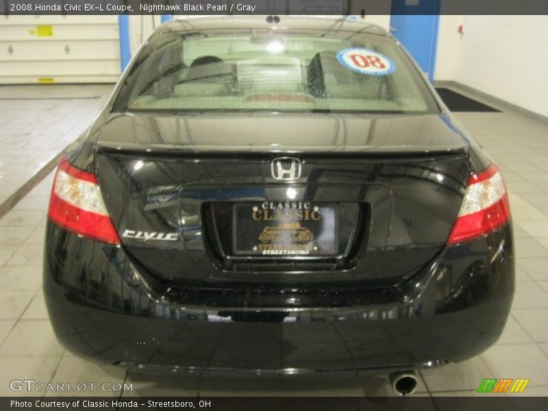 Nighthawk Black Pearl / Gray 2008 Honda Civic EX-L Coupe
