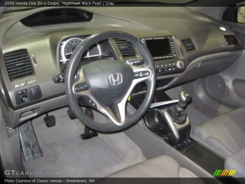 Nighthawk Black Pearl / Gray 2008 Honda Civic EX-L Coupe