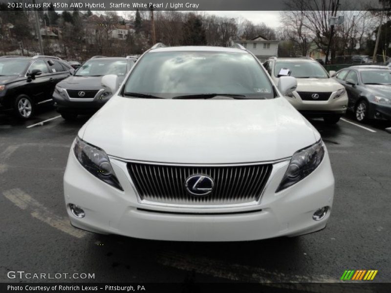 Starfire White Pearl / Light Gray 2012 Lexus RX 450h AWD Hybrid