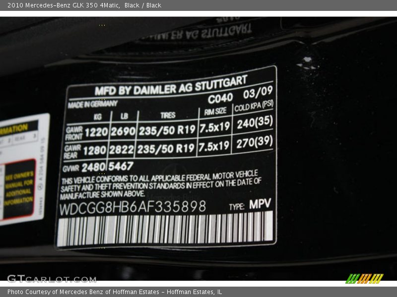 Black / Black 2010 Mercedes-Benz GLK 350 4Matic