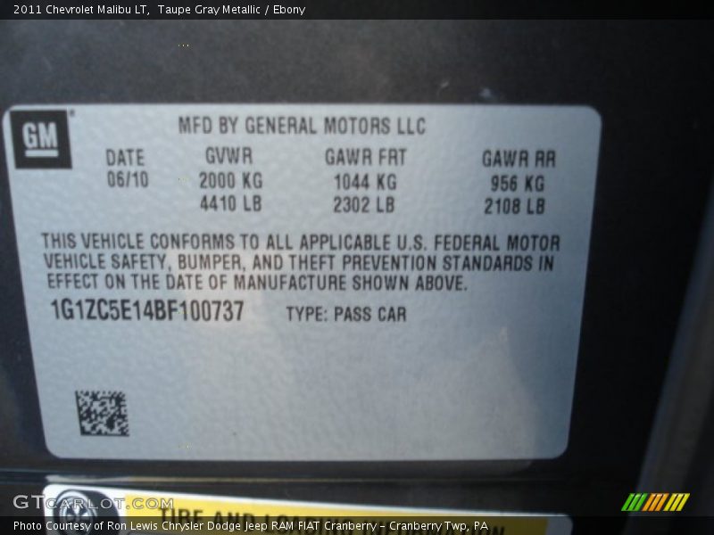 Taupe Gray Metallic / Ebony 2011 Chevrolet Malibu LT