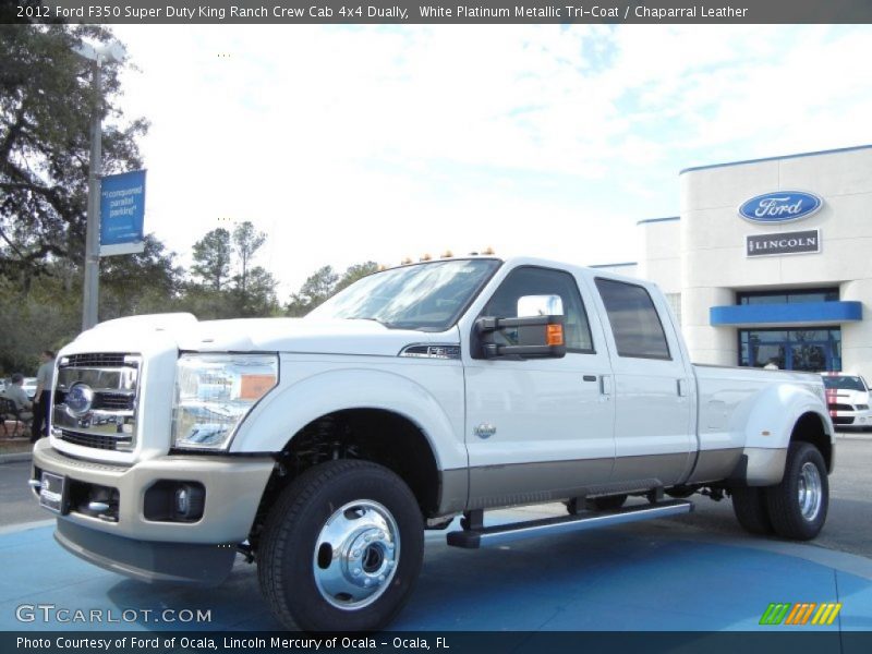 White Platinum Metallic Tri-Coat / Chaparral Leather 2012 Ford F350 Super Duty King Ranch Crew Cab 4x4 Dually