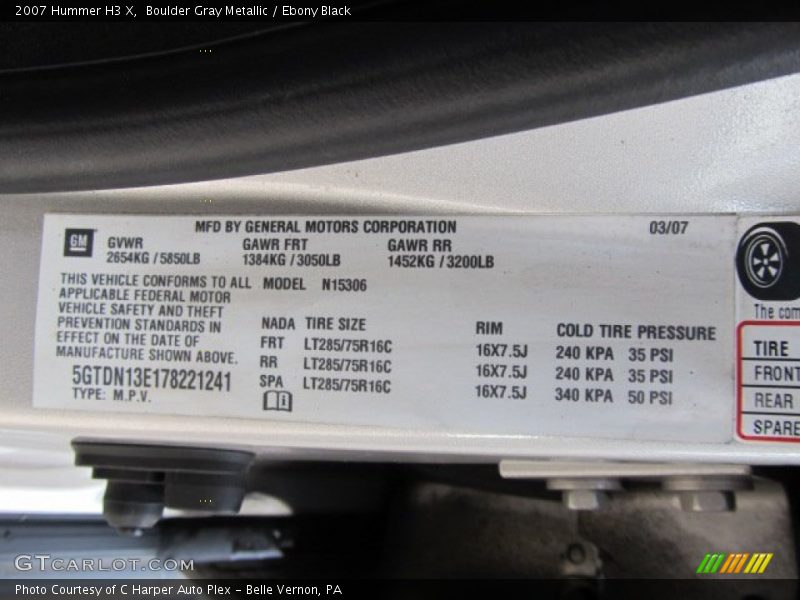 Boulder Gray Metallic / Ebony Black 2007 Hummer H3 X