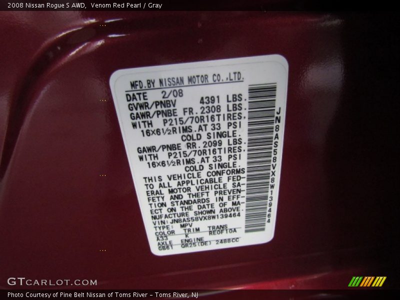 Venom Red Pearl / Gray 2008 Nissan Rogue S AWD