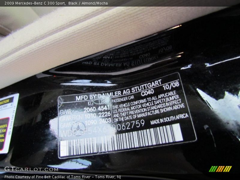 Black / Almond/Mocha 2009 Mercedes-Benz C 300 Sport