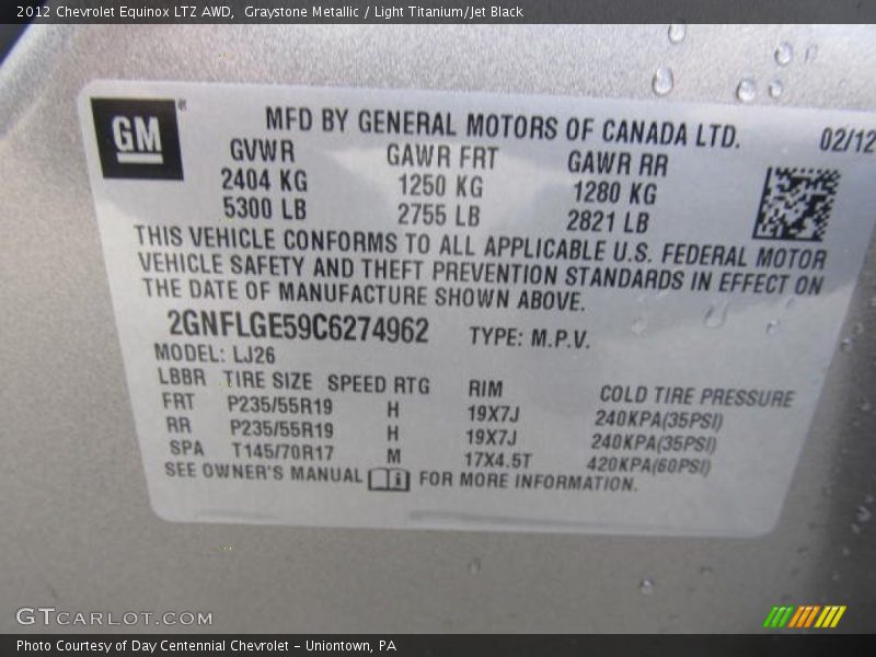 Graystone Metallic / Light Titanium/Jet Black 2012 Chevrolet Equinox LTZ AWD