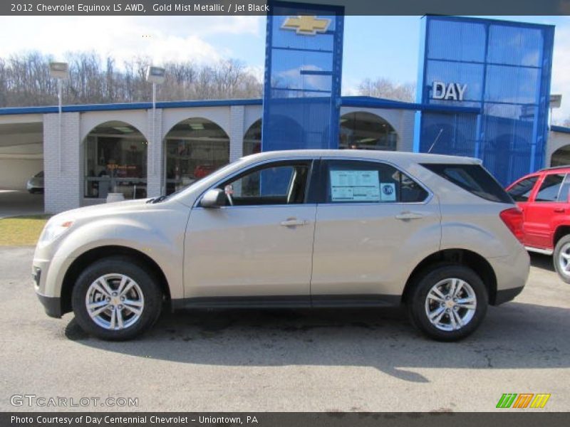 Gold Mist Metallic / Jet Black 2012 Chevrolet Equinox LS AWD