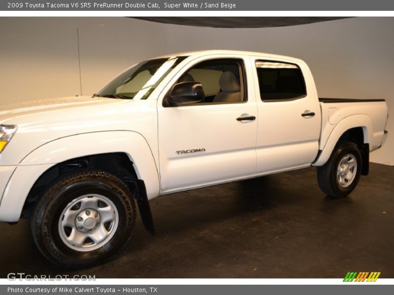 Super White / Sand Beige 2009 Toyota Tacoma V6 SR5 PreRunner Double Cab