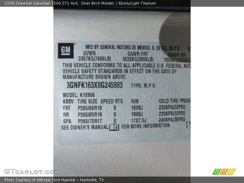 Silver Birch Metallic / Ebony/Light Titanium 2008 Chevrolet Suburban 1500 Z71 4x4