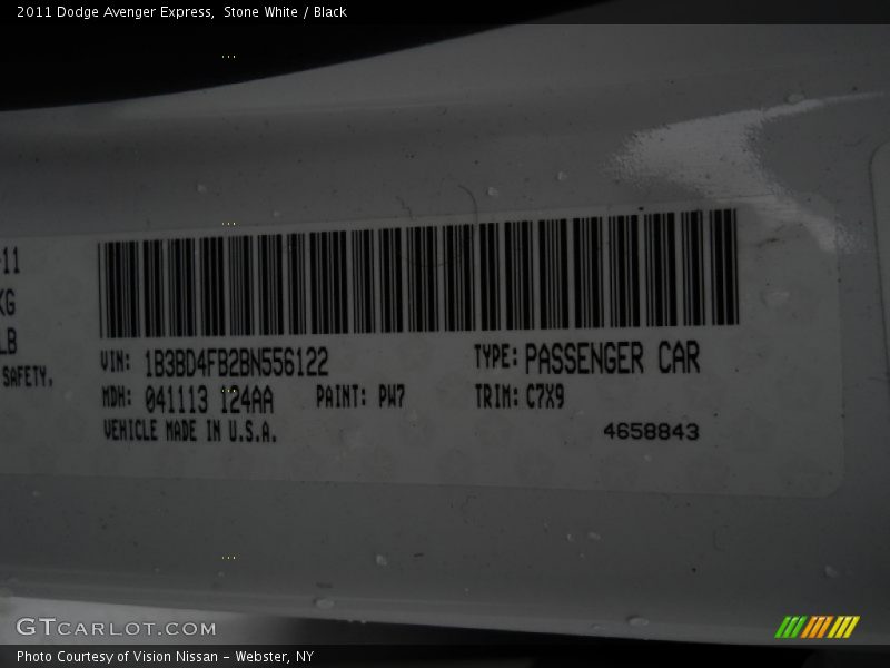 Stone White / Black 2011 Dodge Avenger Express
