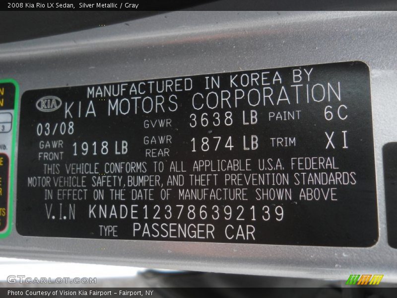Silver Metallic / Gray 2008 Kia Rio LX Sedan