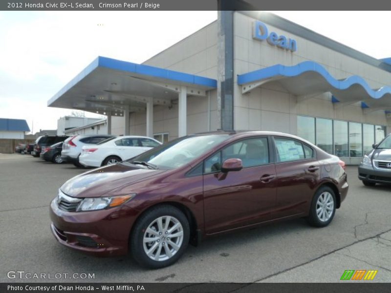 Crimson Pearl / Beige 2012 Honda Civic EX-L Sedan