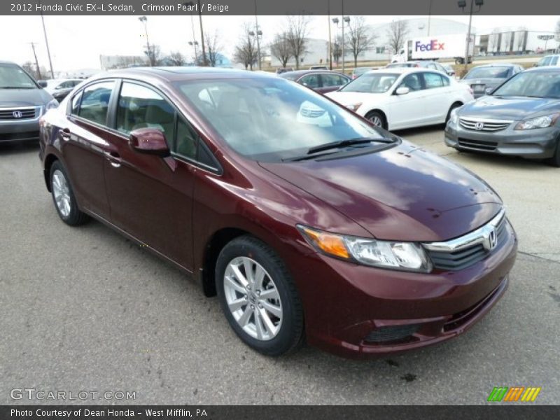 Crimson Pearl / Beige 2012 Honda Civic EX-L Sedan