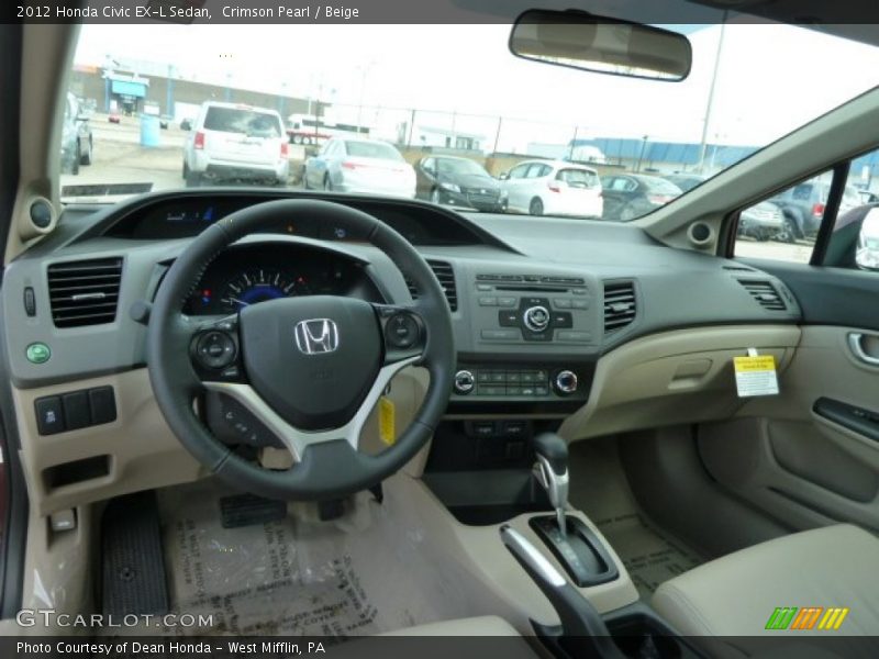 Crimson Pearl / Beige 2012 Honda Civic EX-L Sedan