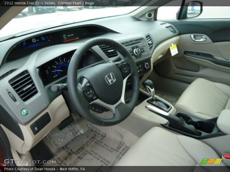Crimson Pearl / Beige 2012 Honda Civic EX-L Sedan