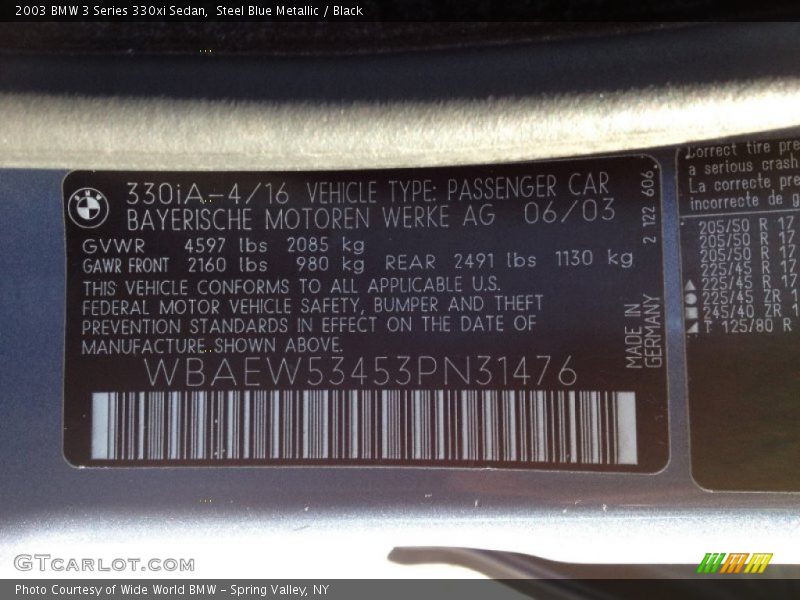 Steel Blue Metallic / Black 2003 BMW 3 Series 330xi Sedan