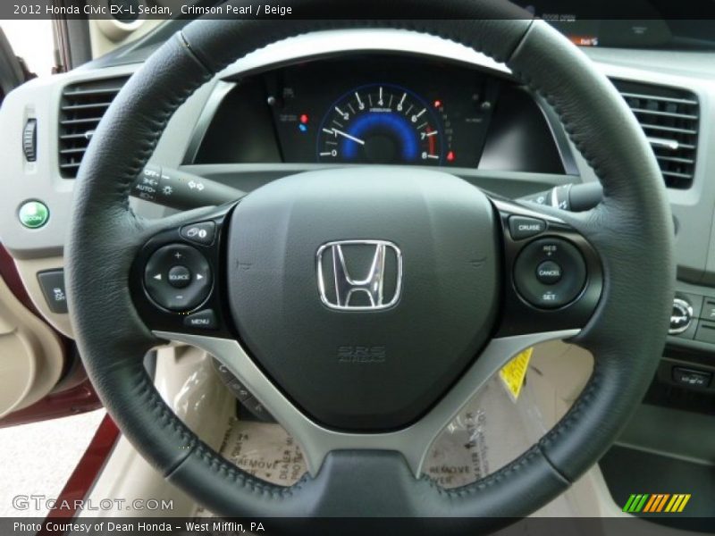Crimson Pearl / Beige 2012 Honda Civic EX-L Sedan