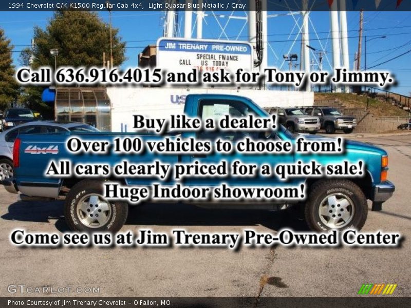 Light Quasar Blue Metallic / Gray 1994 Chevrolet C/K K1500 Regular Cab 4x4