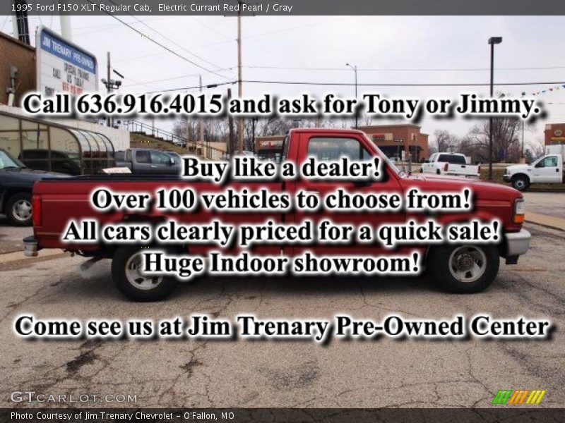 Electric Currant Red Pearl / Gray 1995 Ford F150 XLT Regular Cab
