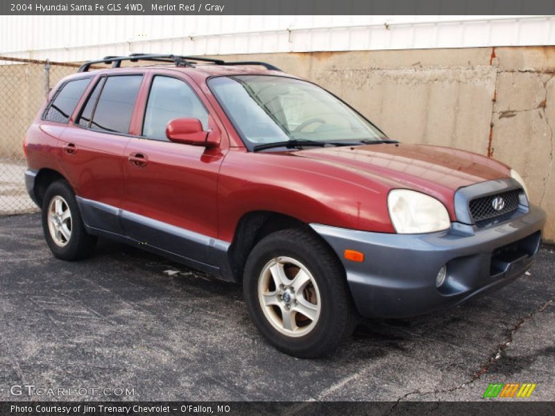 Merlot Red / Gray 2004 Hyundai Santa Fe GLS 4WD