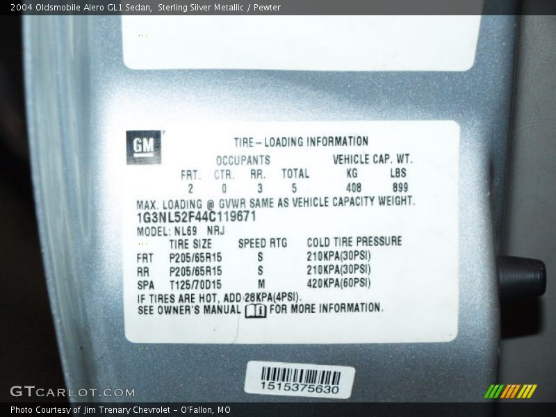 Sterling Silver Metallic / Pewter 2004 Oldsmobile Alero GL1 Sedan