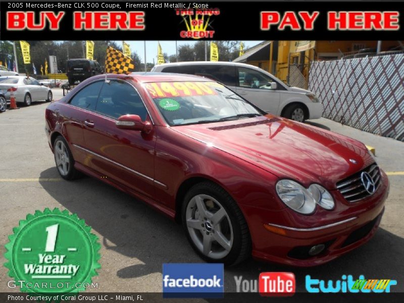 Firemist Red Metallic / Stone 2005 Mercedes-Benz CLK 500 Coupe