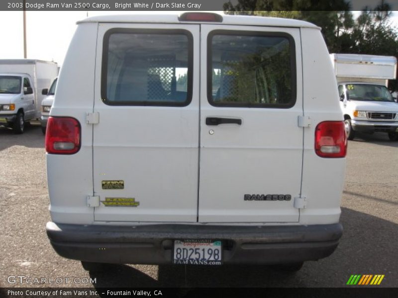 Bright White / Dark Slate Gray 2003 Dodge Ram Van 2500 Cargo