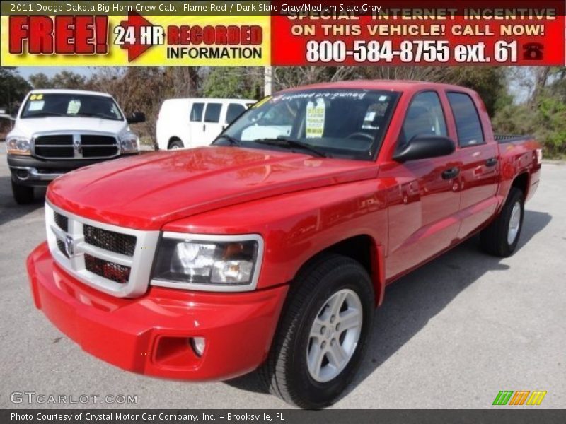 Flame Red / Dark Slate Gray/Medium Slate Gray 2011 Dodge Dakota Big Horn Crew Cab