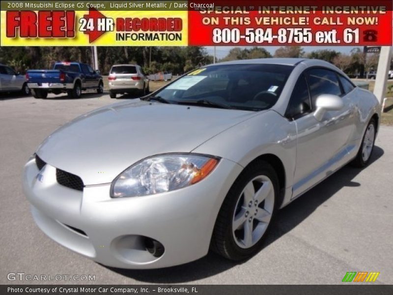 Liquid Silver Metallic / Dark Charcoal 2008 Mitsubishi Eclipse GS Coupe