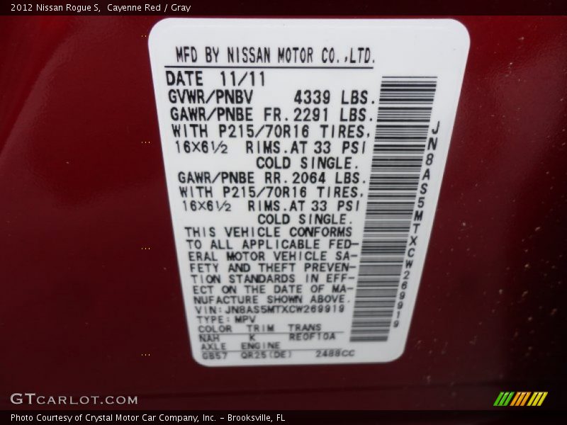 NAH - 2012 Nissan Rogue S