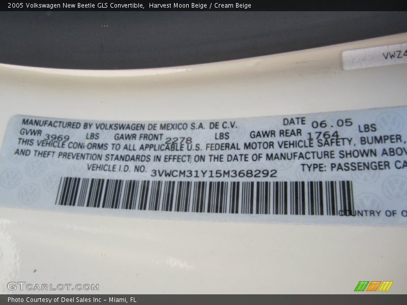 Harvest Moon Beige / Cream Beige 2005 Volkswagen New Beetle GLS Convertible
