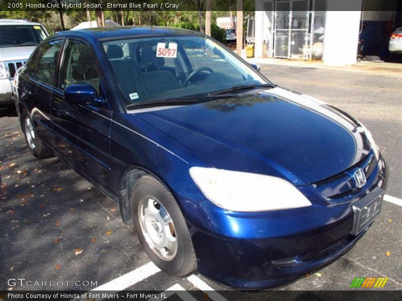 Eternal Blue Pearl / Gray 2005 Honda Civic Hybrid Sedan