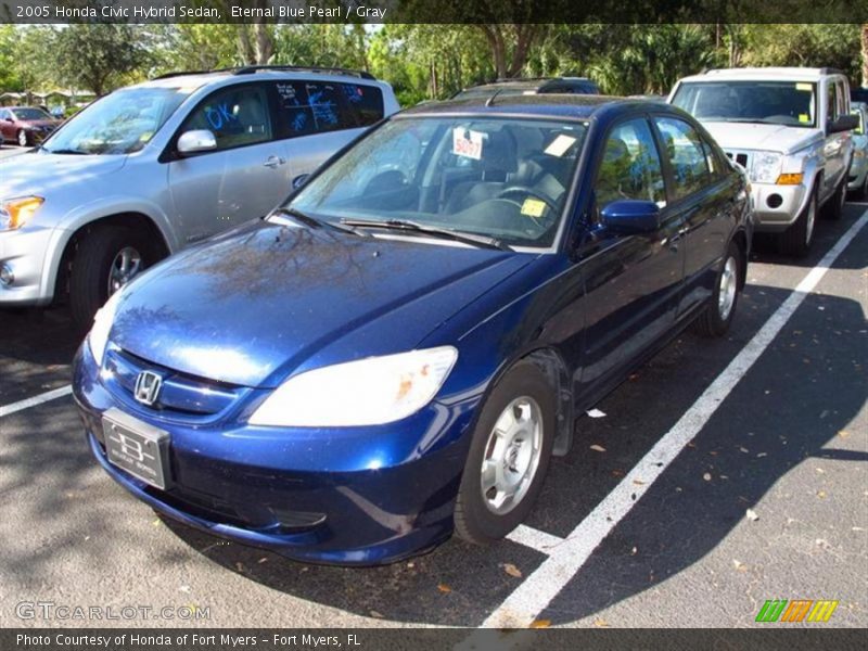 Eternal Blue Pearl / Gray 2005 Honda Civic Hybrid Sedan