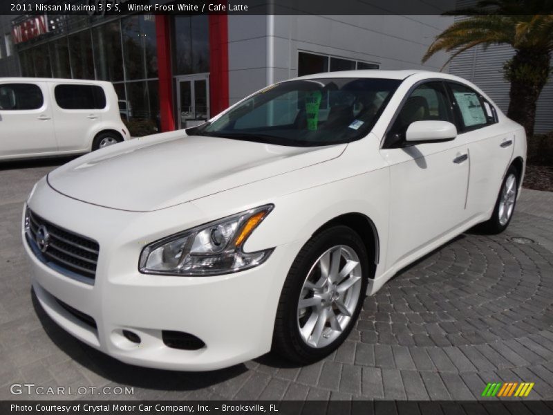 Winter Frost White / Cafe Latte 2011 Nissan Maxima 3.5 S