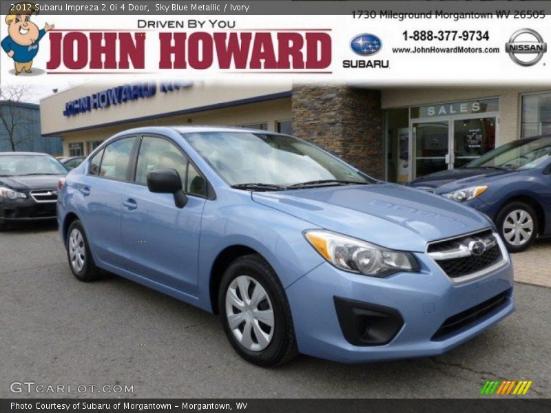 Sky Blue Metallic / Ivory 2012 Subaru Impreza 2.0i 4 Door